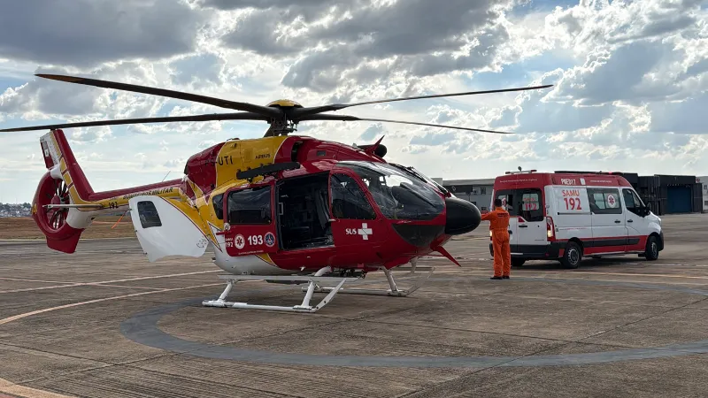 Menina em estado grave é transferida de helicóptero de Divinópolis para Alfenas 