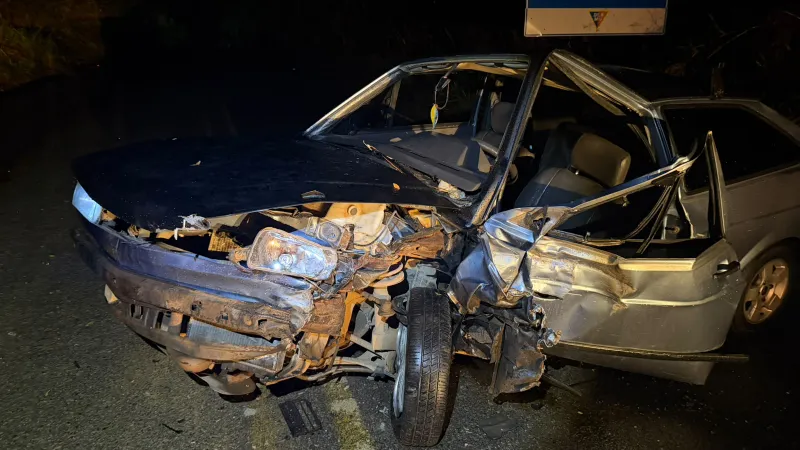 Quatro pessoas ficam feridas após colisão frontal entre carros na AMG-2045, em Iguatama