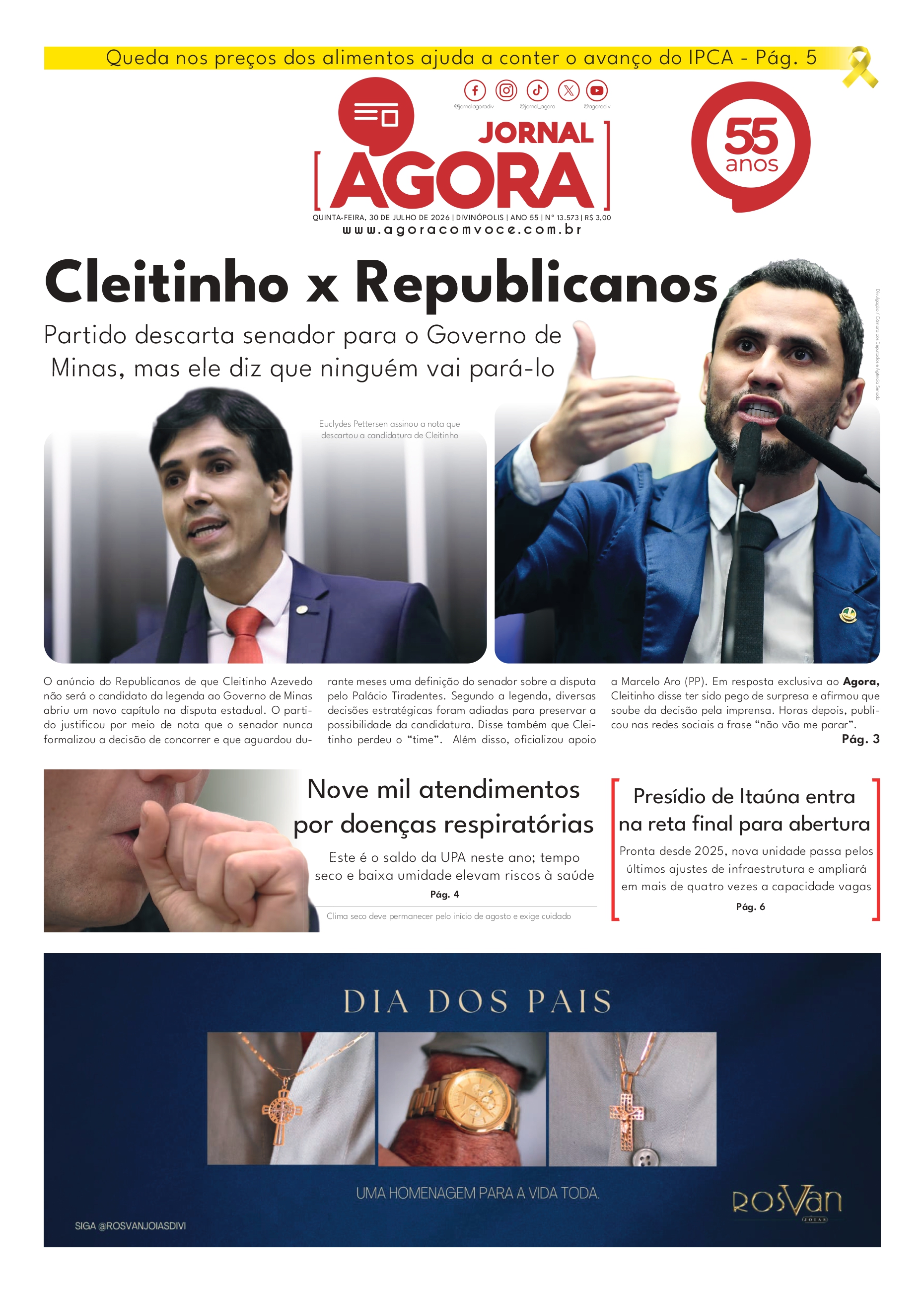 Capa — Jornal Impresso - 30/07/2026