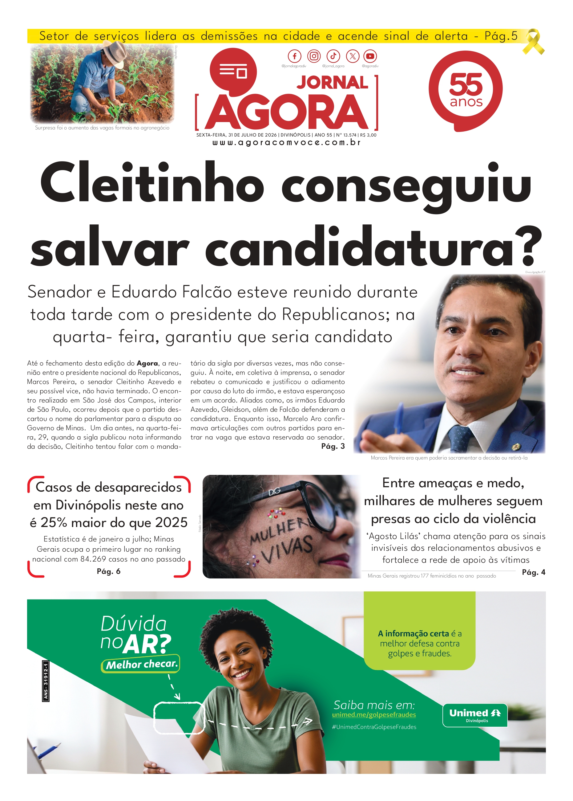 Capa — Jornal Impresso - 31/07/2026