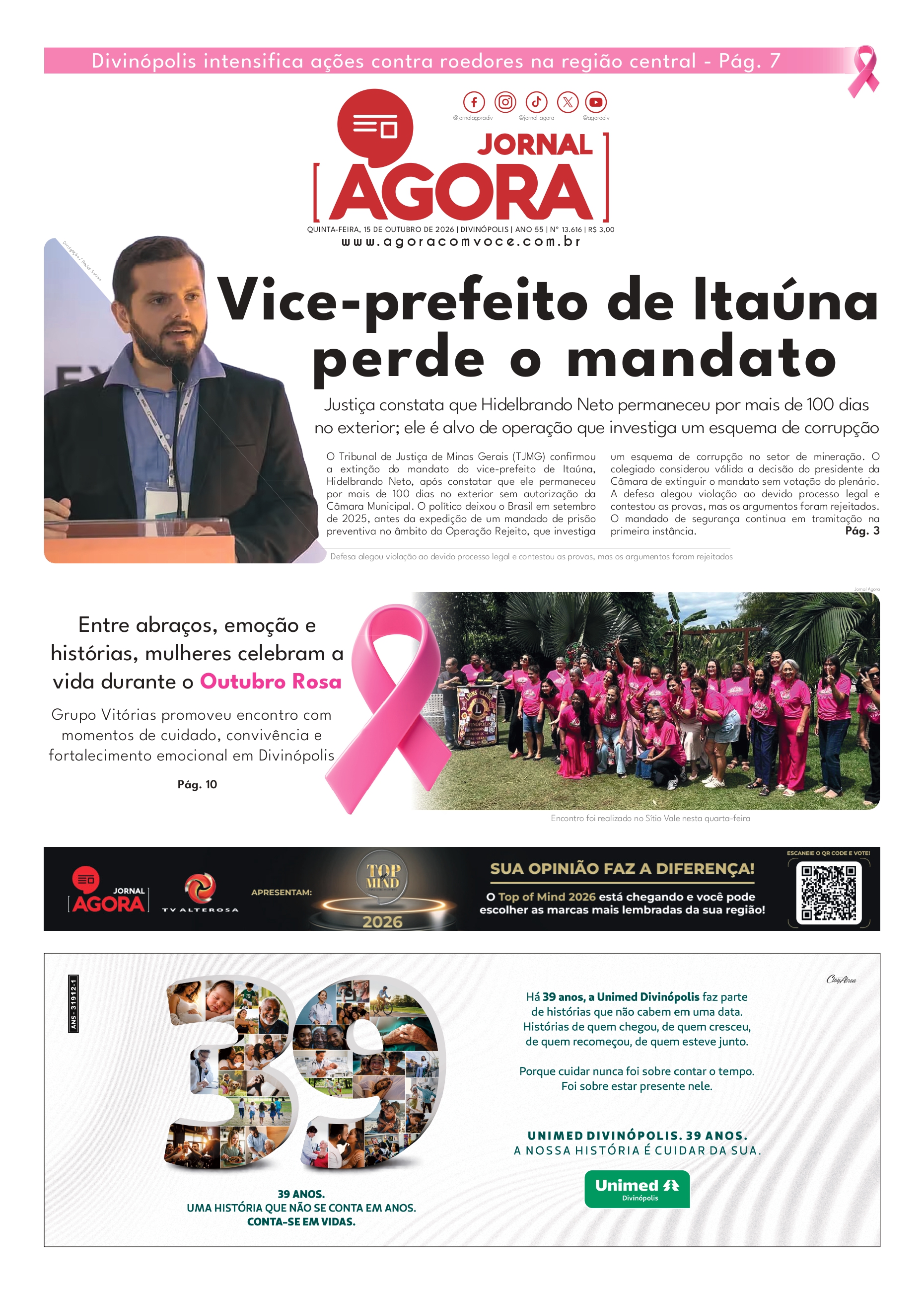 Capa — Jornal Agora - 15/10/2026