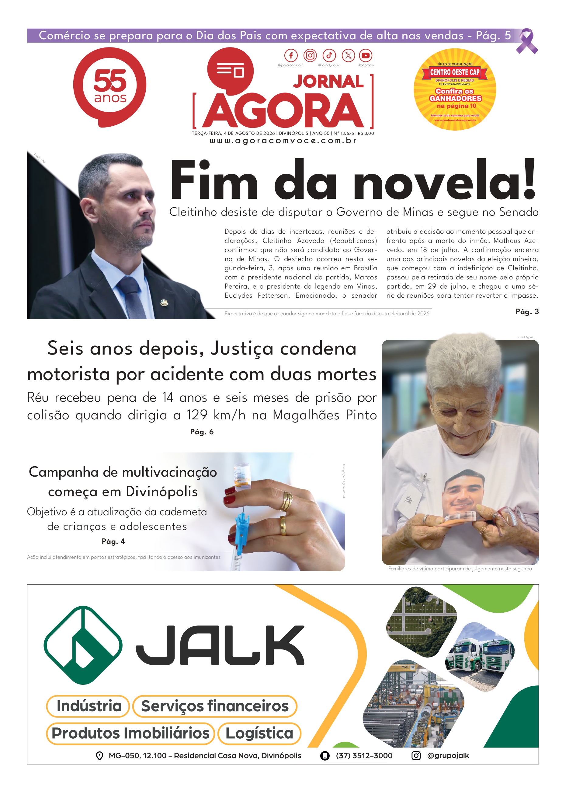 Capa — Jornal Impresso - 04/08/2026